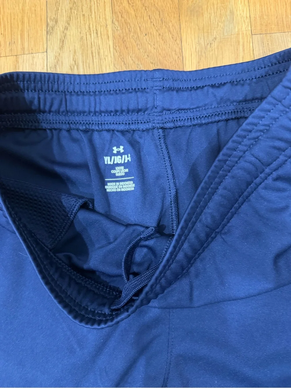 Under Armour Youth Size Large Athletic Shorts — Blue & Light Gray